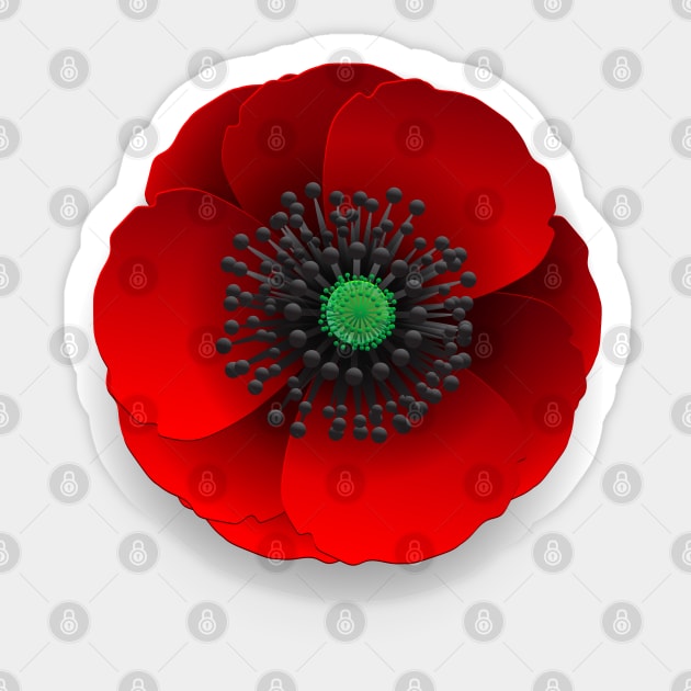 Remberance Day Poppy Flower Sticker by Church Store